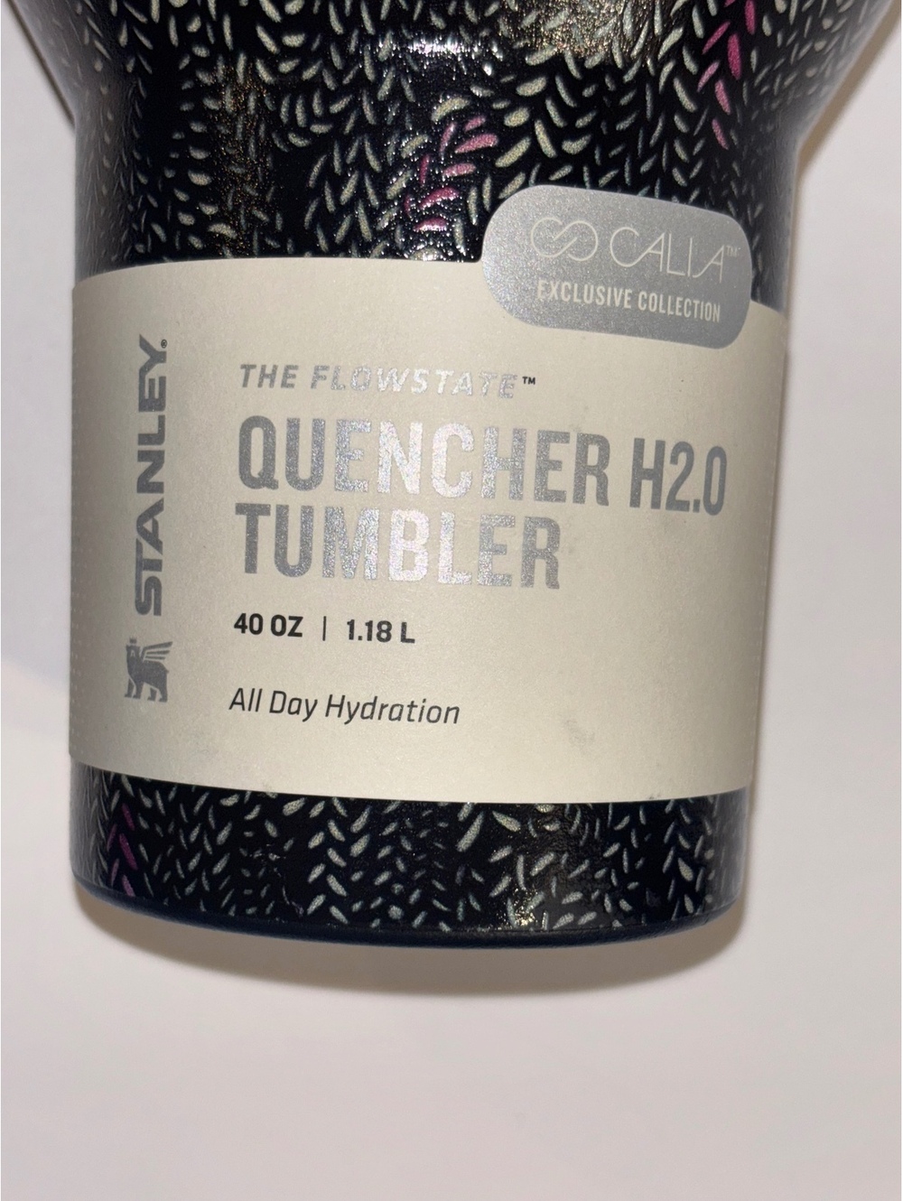 Stanley x CALIA 40oz Quencher H2.0 Tumbler Black Serpent Pink NWT Flaw - Picture 3 of 7